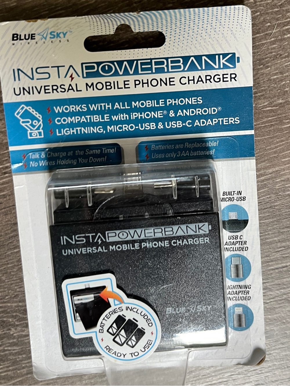 Blue Sky InstaPowerBank Universal Mobile Phone Charger - Black